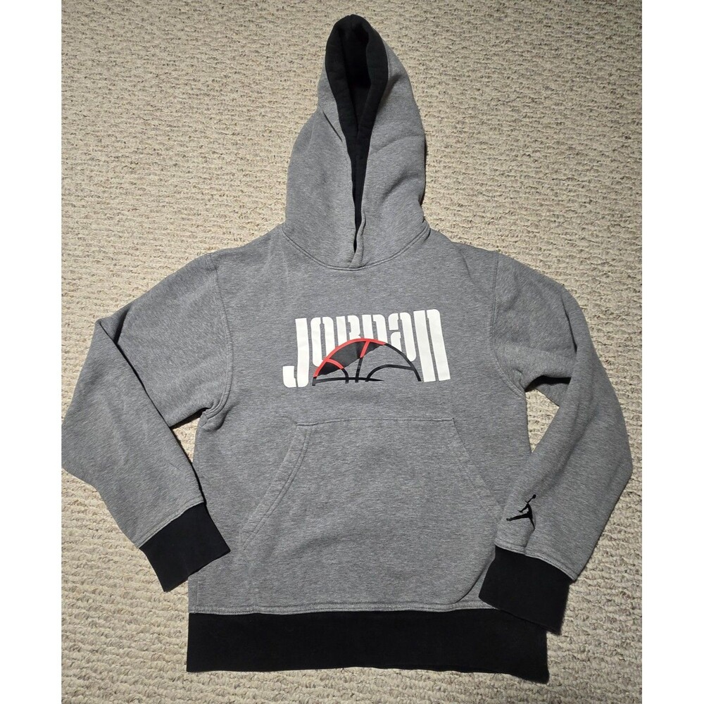 Nike Air Jordan Sport DNA Fleece Hoodie Mens XS Grey Black Pullover